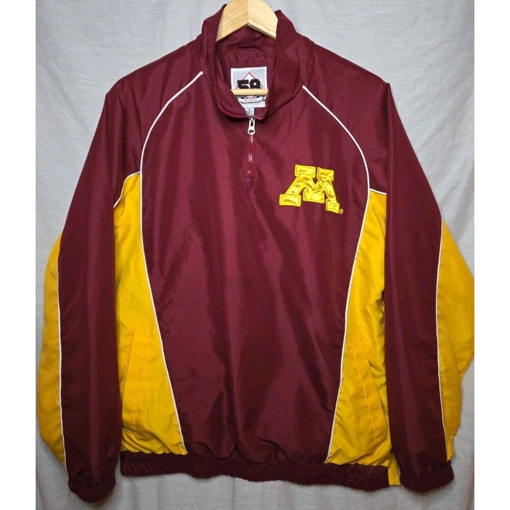 58 Sports Men’s Minnesota Golden Gophers PullOver Windbreaker Jacket Sz Medium